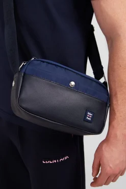 New Besace Bleu Marine Avec Effet Cuir Graine Homme Sacoches