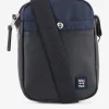 Hot Besace Rectangulaire Bleu Fonce Avec Effet Cuir Graine Homme Sacoches