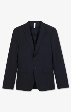 Discount Blazer Bleu Fonce Details Noeud En Relief Homme Blazers Et Costumes