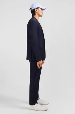 Discount Blazer Bleu Fonce Details Noeud En Relief Homme Blazers Et Costumes