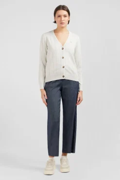 Outlet Cardigan Boutonne Gri En Jeu De aie Femme Cardigans