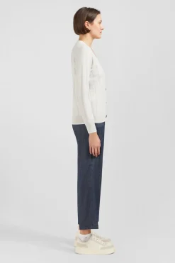 Outlet Cardigan Boutonne Gri En Jeu De aie Femme Cardigans
