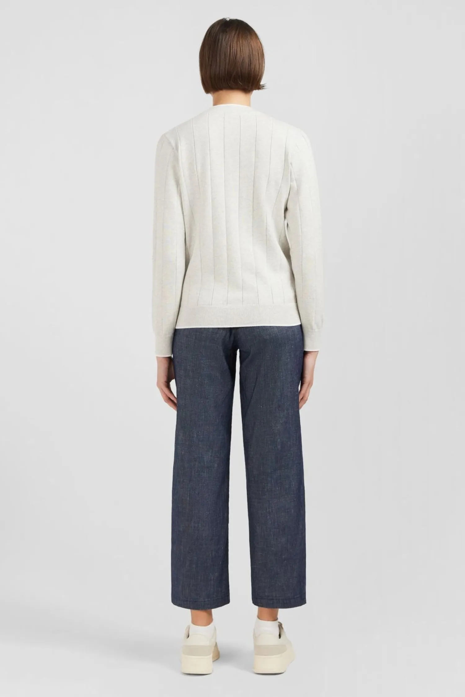 Outlet Cardigan Boutonne Gri En Jeu De aie Femme Cardigans