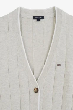 Outlet Cardigan Boutonne Gri En Jeu De aie Femme Cardigans