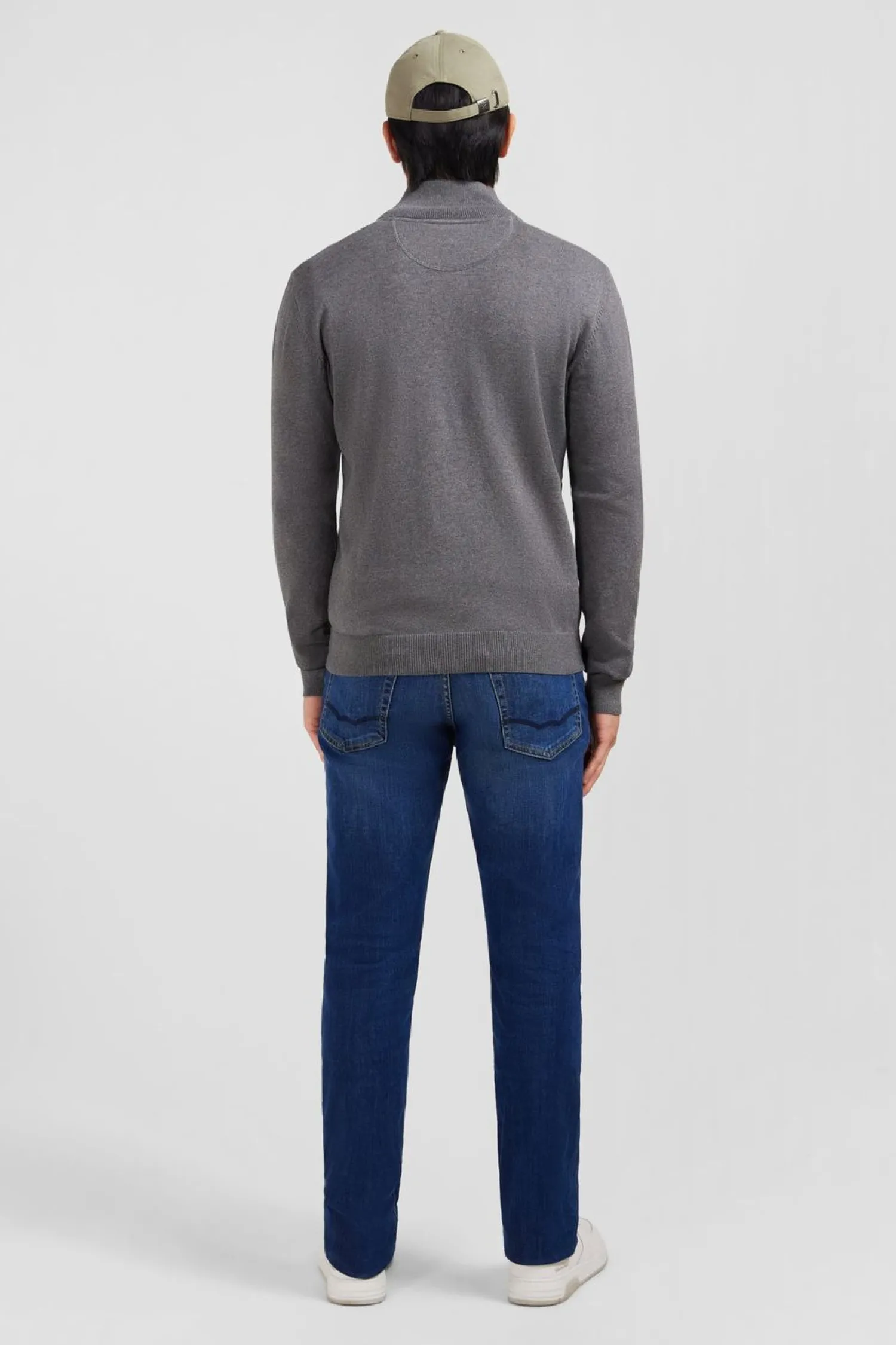 Sale Cardigan Gri Zippe En Coton Homme Cardigans