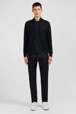 Sale Cardigan Noir Zippe En Coton Homme Cardigans
