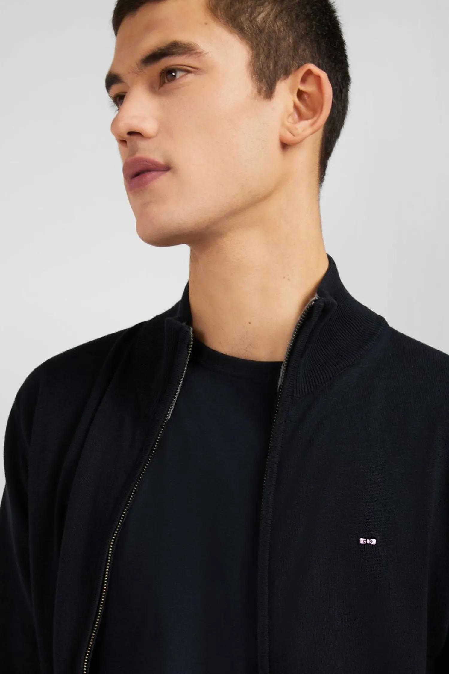 Sale Cardigan Noir Zippe En Coton Homme Cardigans