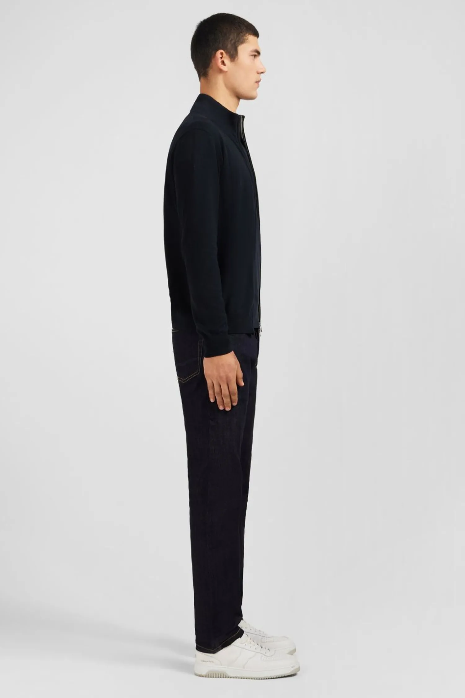 Sale Cardigan Noir Zippe En Coton Homme Cardigans