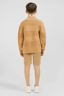Discount Cardigan Zippe En Coton Beige A Jeux De Maille Enfant Enfant
