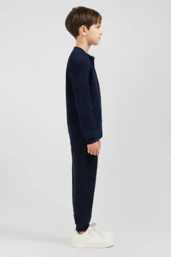 Sale Cardigan Zippe En Coton Marine A Jeux De Maille Enfant Enfant