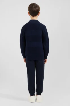 Sale Cardigan Zippe En Coton Marine A Jeux De Maille Enfant Enfant