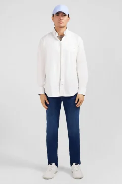 New Cheie Banche Unie En Coton Homme Chemises
