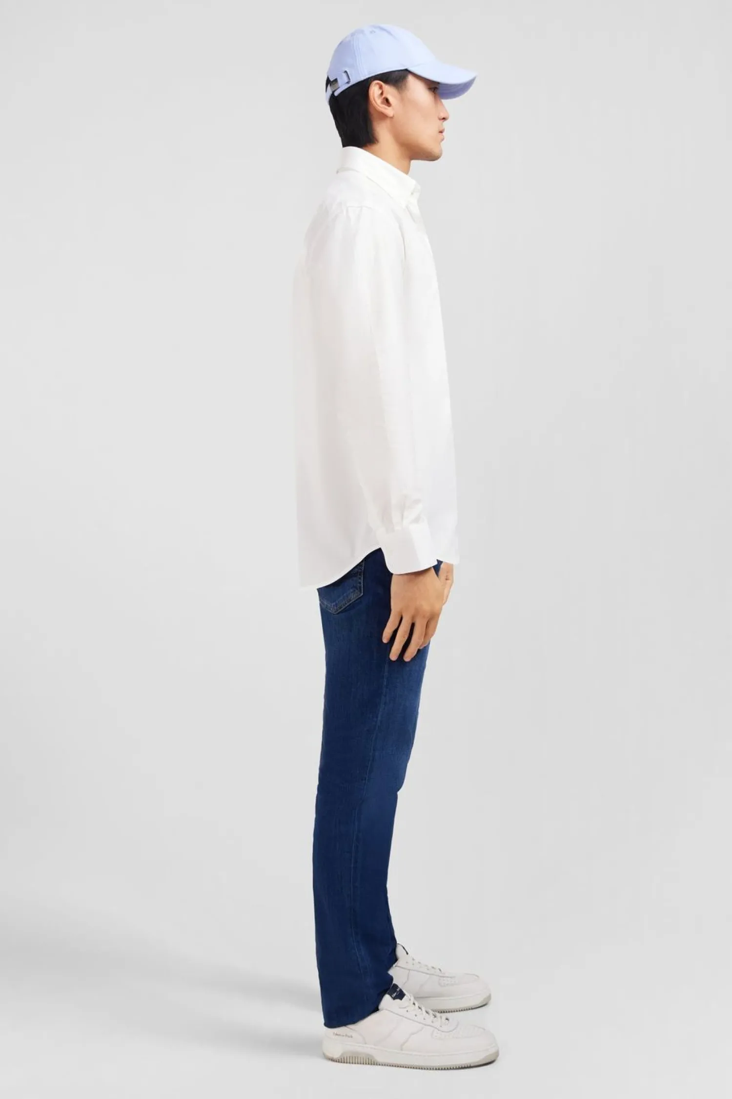 New Cheie Banche Unie En Coton Homme Chemises