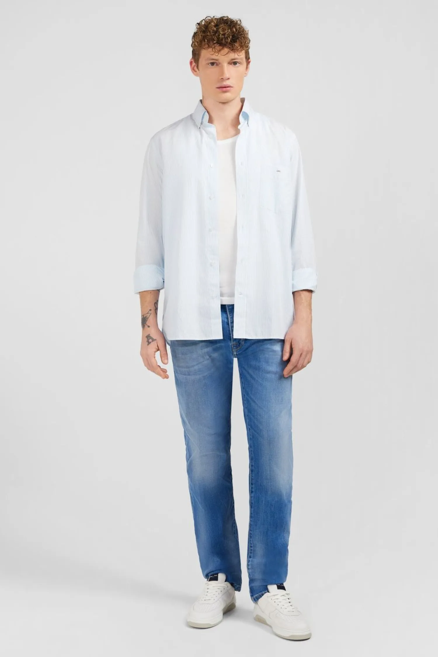 Clearance Cheie Beu Cair A Rayure Homme Chemises