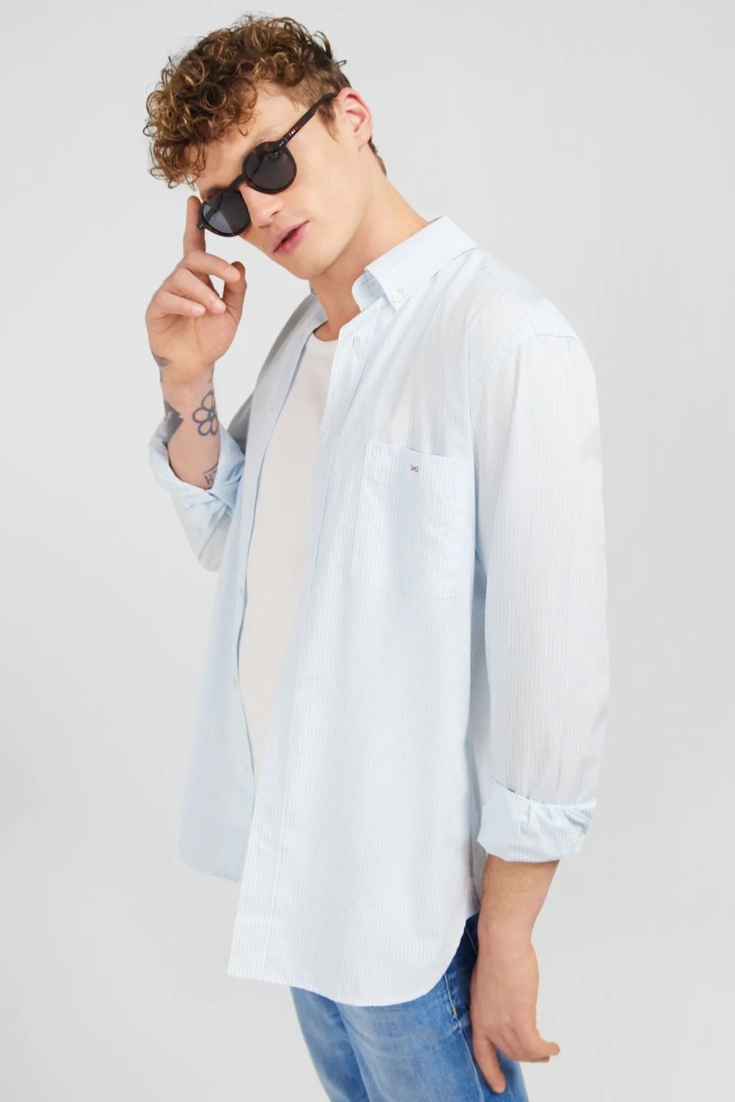 Clearance Cheie Beu Cair A Rayure Homme Chemises