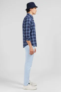 New Cheie Beue A Carreaux Homme Chemises