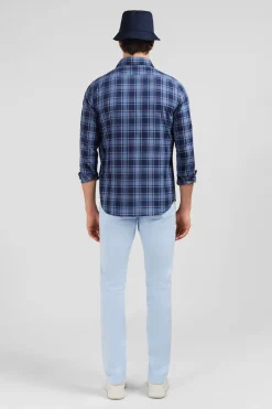 New Cheie Beue A Carreaux Homme Chemises