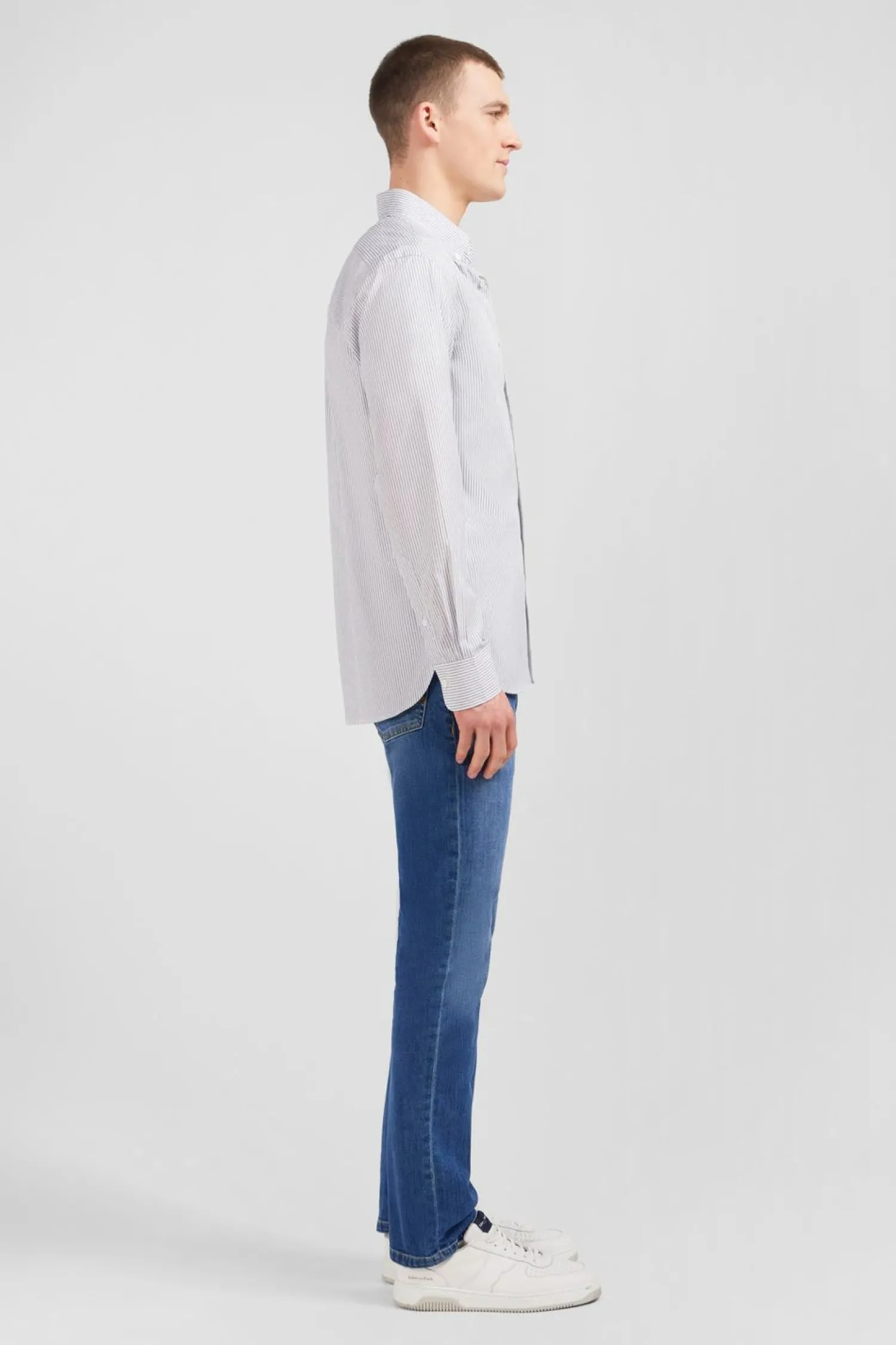 Hot Cheie Beue A Rayure Homme Chemises