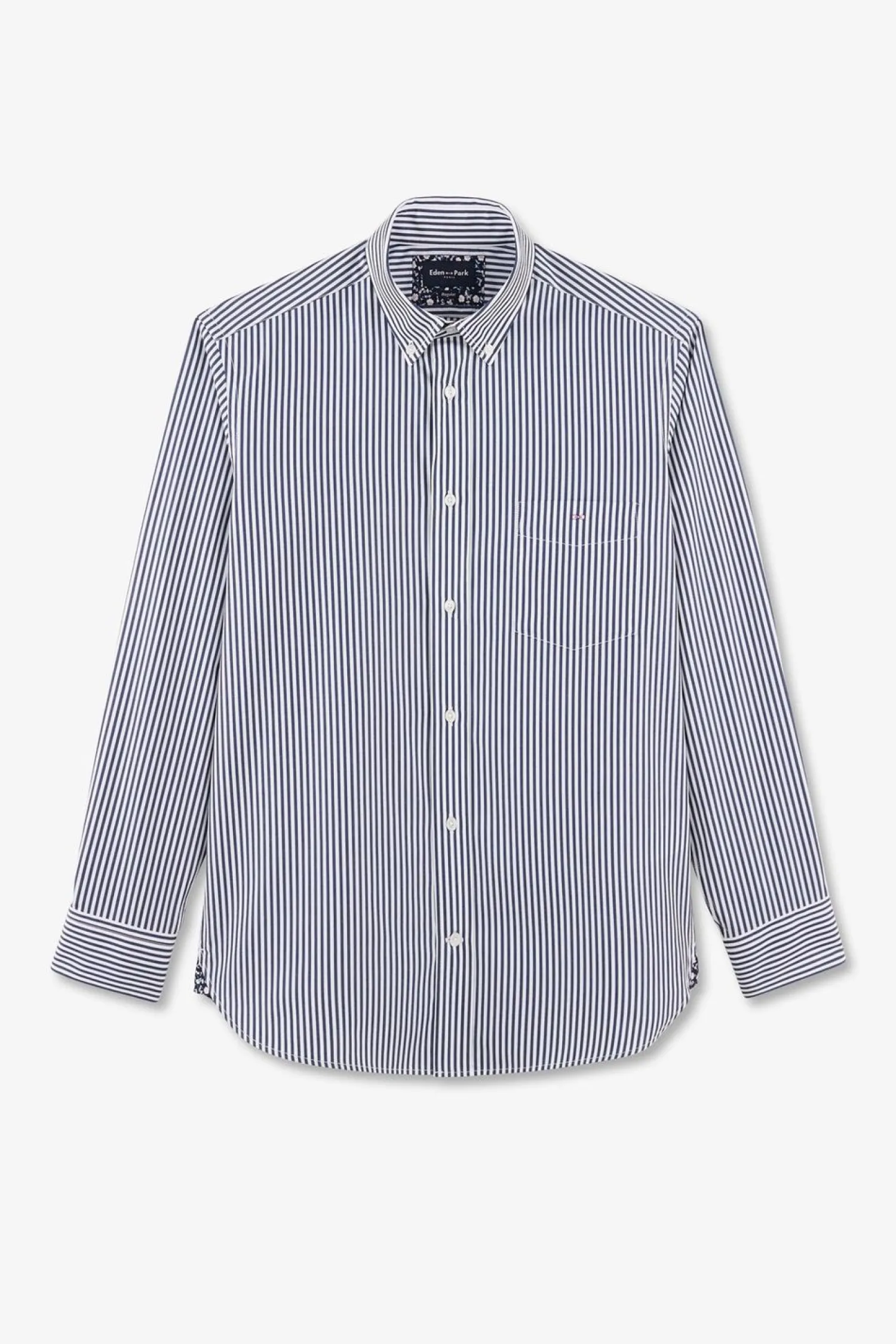 Outlet Cheie Beue A Rayure Baton En Coton Homme Chemises