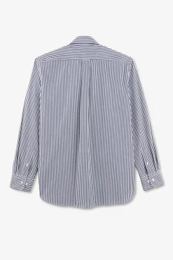 Outlet Cheie Beue A Rayure Baton En Coton Homme Chemises