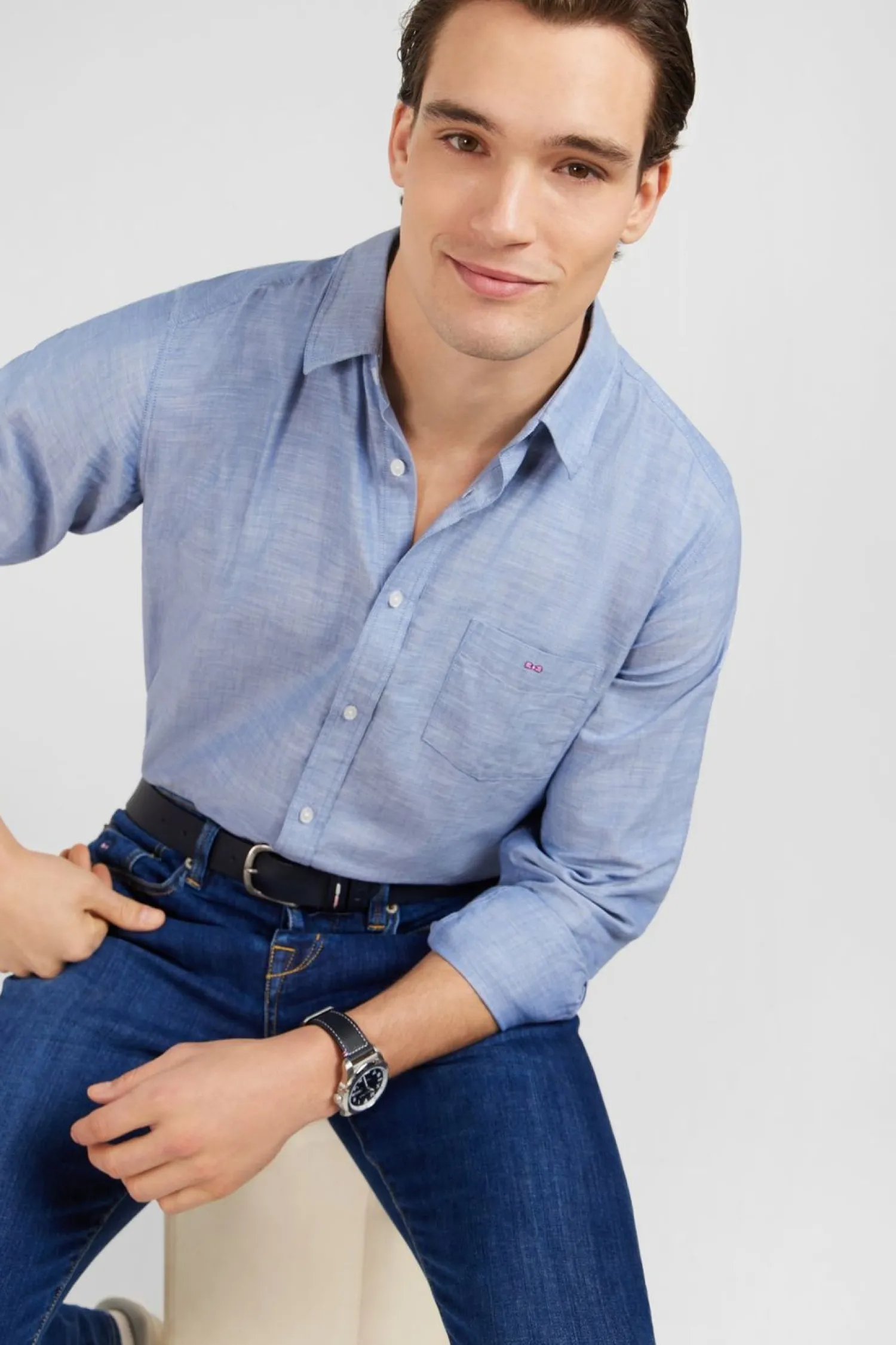 Clearance Cheie Beue Unie Homme Chemises
