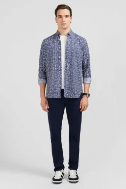 Hot Cheie Beu arine A icro otif Feuri Homme Chemises