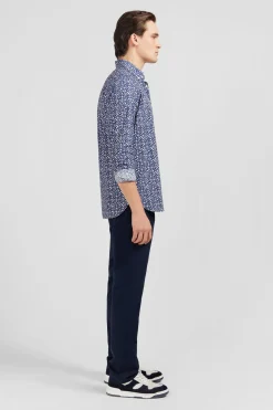 Hot Cheie Beu arine A icro otif Feuri Homme Chemises