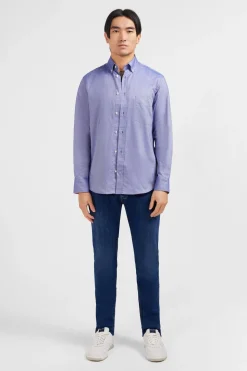 Sale Cheie Beu arine Unie En Coton Homme Chemises