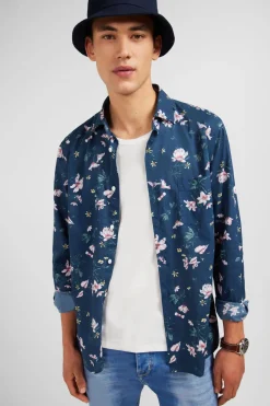 New Cheie En Coton Beu Fonce Ipriee Feur Homme Chemises