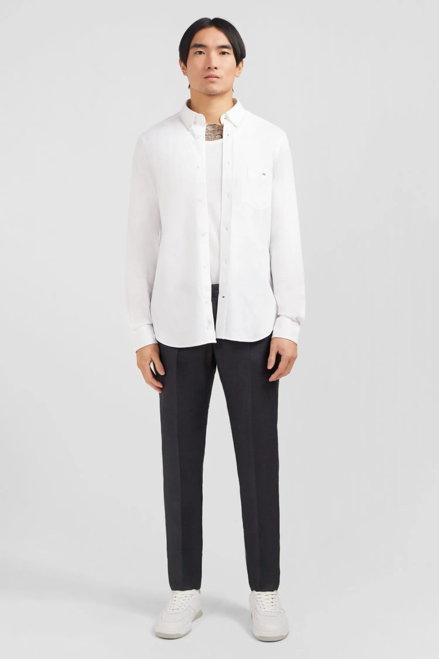 New Cheie En Coton Pinpoint Banc Homme Chemises