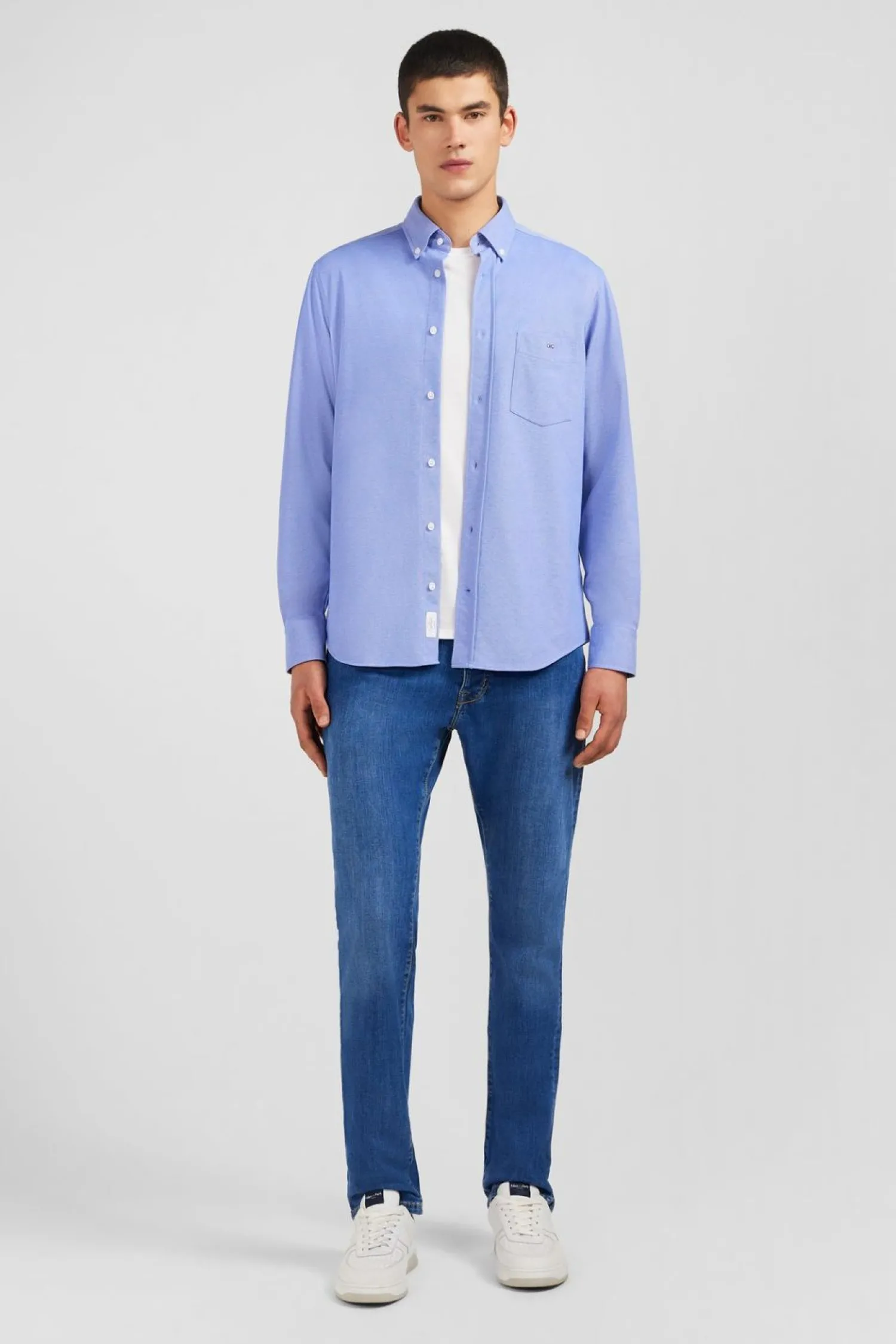 Hot Cheie En Coton Pinpoint Beu Homme Chemises