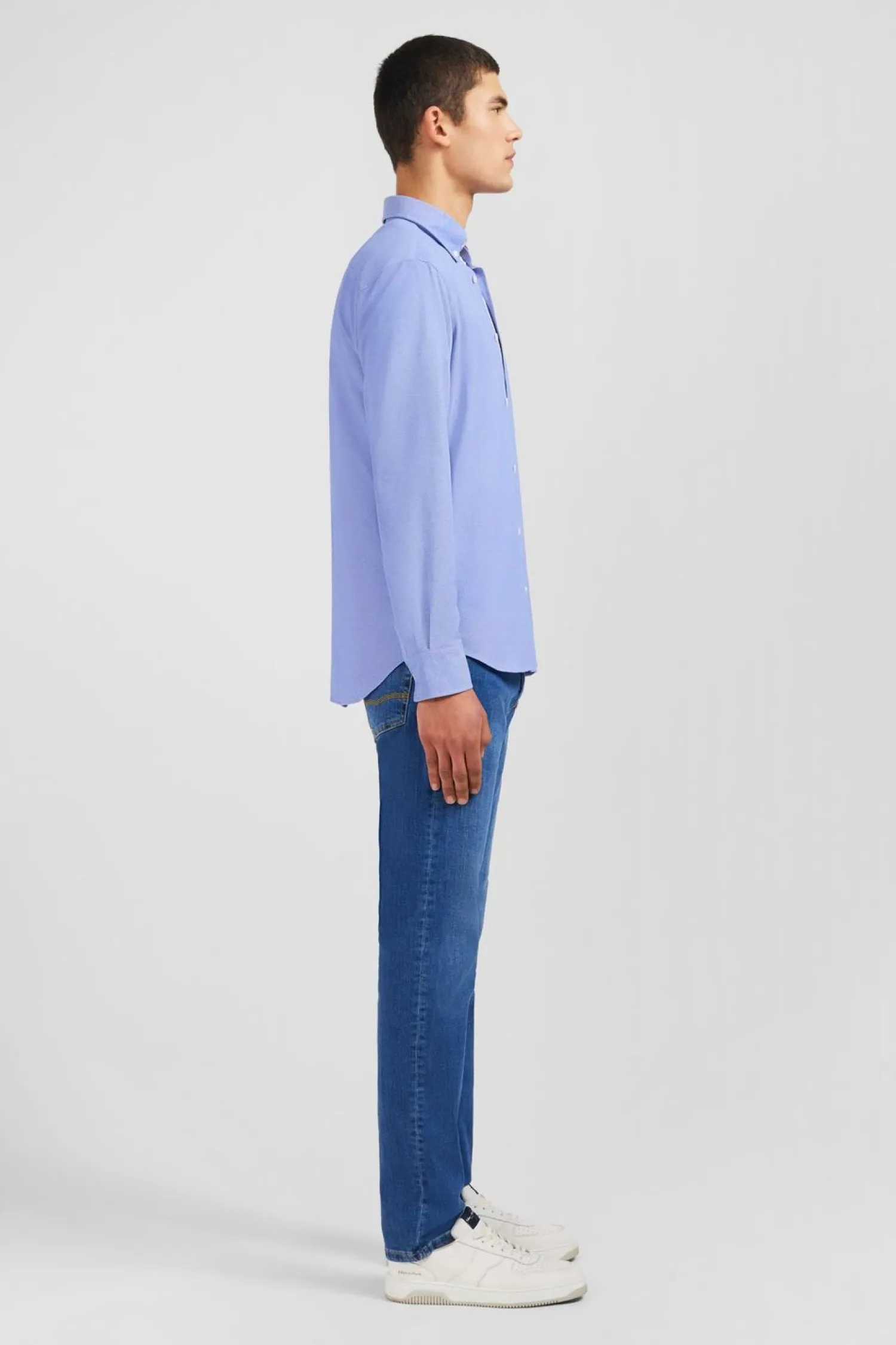 Hot Cheie En Coton Pinpoint Beu Homme Chemises