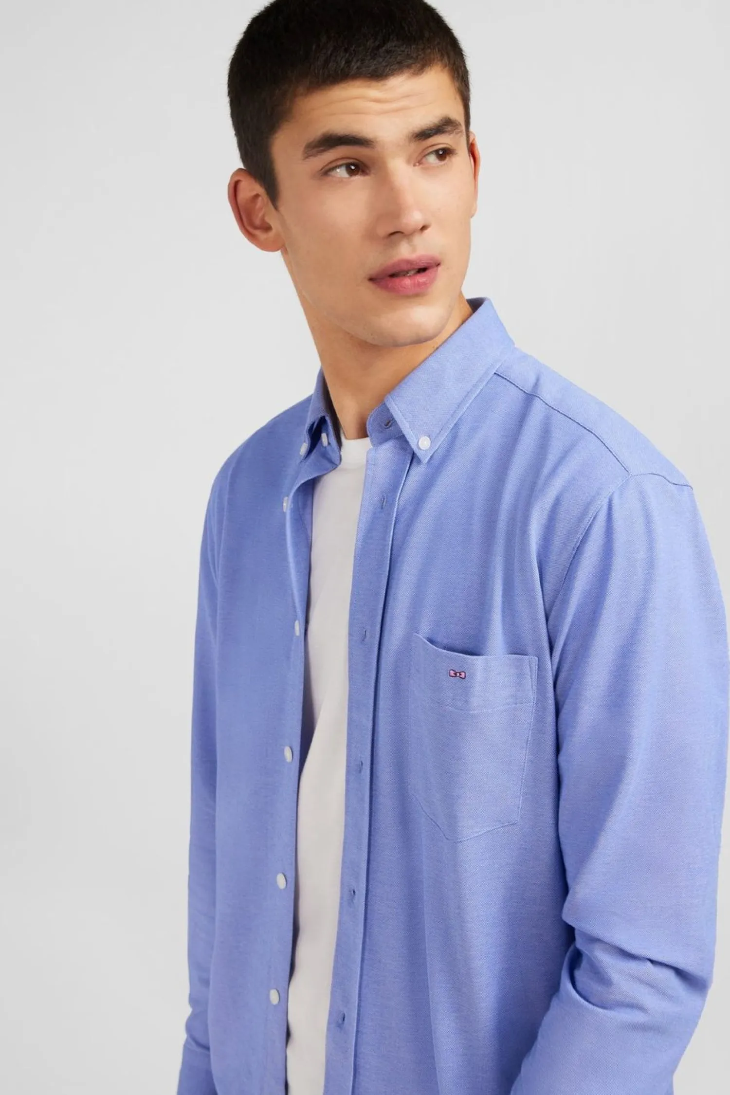 Hot Cheie En Coton Pinpoint Beu Homme Chemises