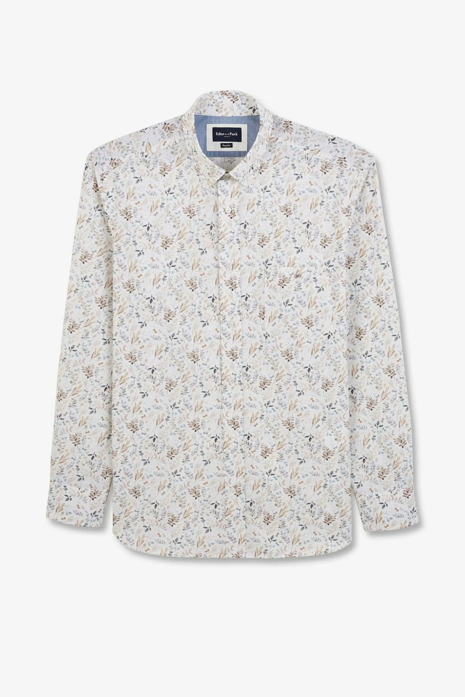 Discount Cheie En Popeine Ecru Ipriee Feuiage Homme Chemises