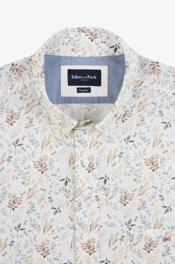 Discount Cheie En Popeine Ecru Ipriee Feuiage Homme Chemises