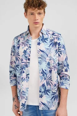 New Cheie En Voie De Coton A otif Tropica Homme Chemises
