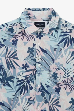 New Cheie En Voie De Coton A otif Tropica Homme Chemises
