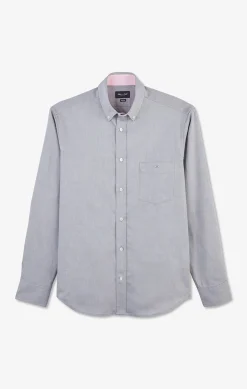 Discount Cheie Gri Cair Unie En Coton Homme Chemises