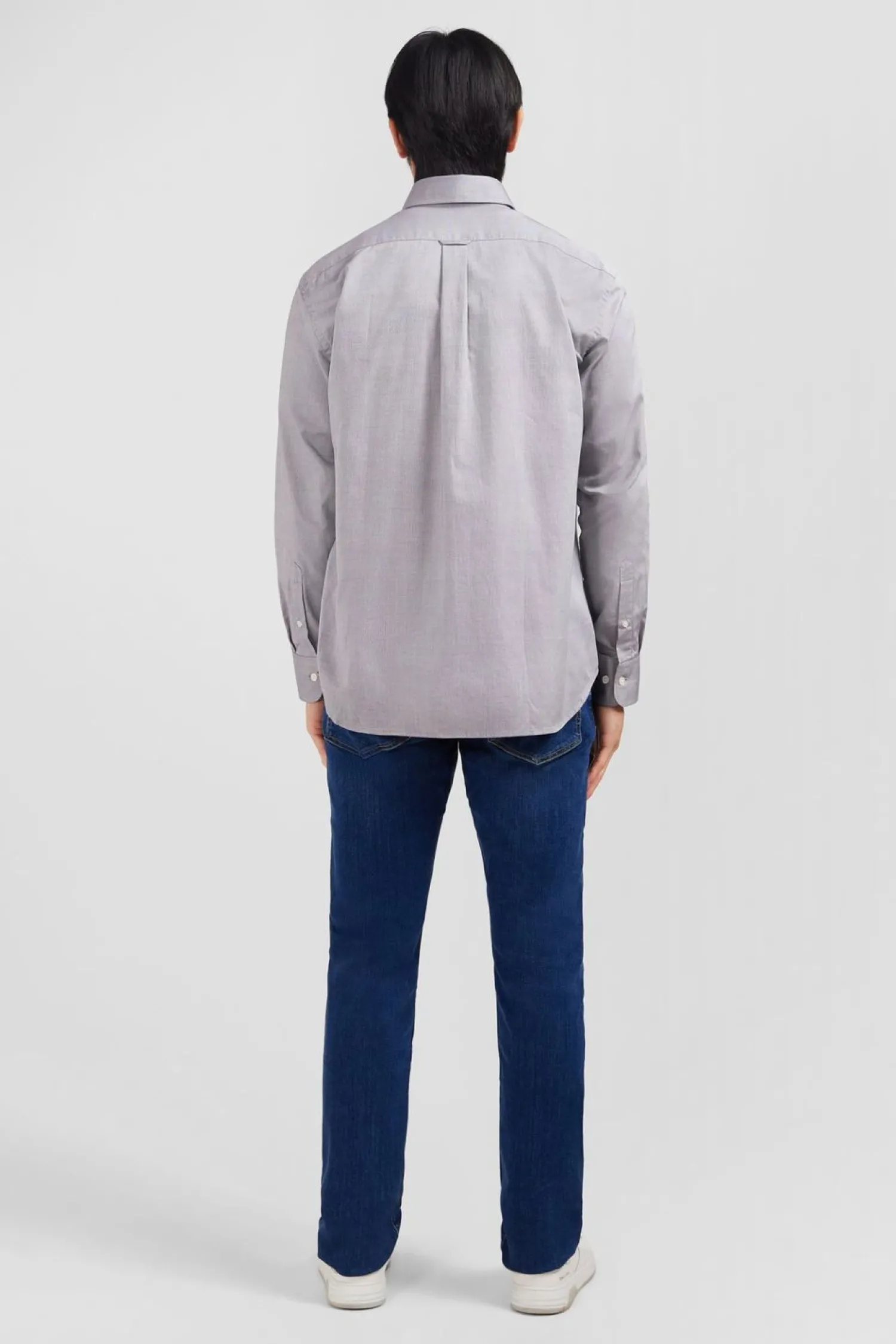 Discount Cheie Gri Cair Unie En Coton Homme Chemises