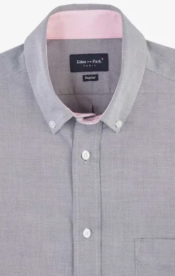 Discount Cheie Gri Cair Unie En Coton Homme Chemises