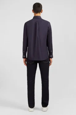 Hot Cheie Gri Fonce Unie En Coton Homme Chemises