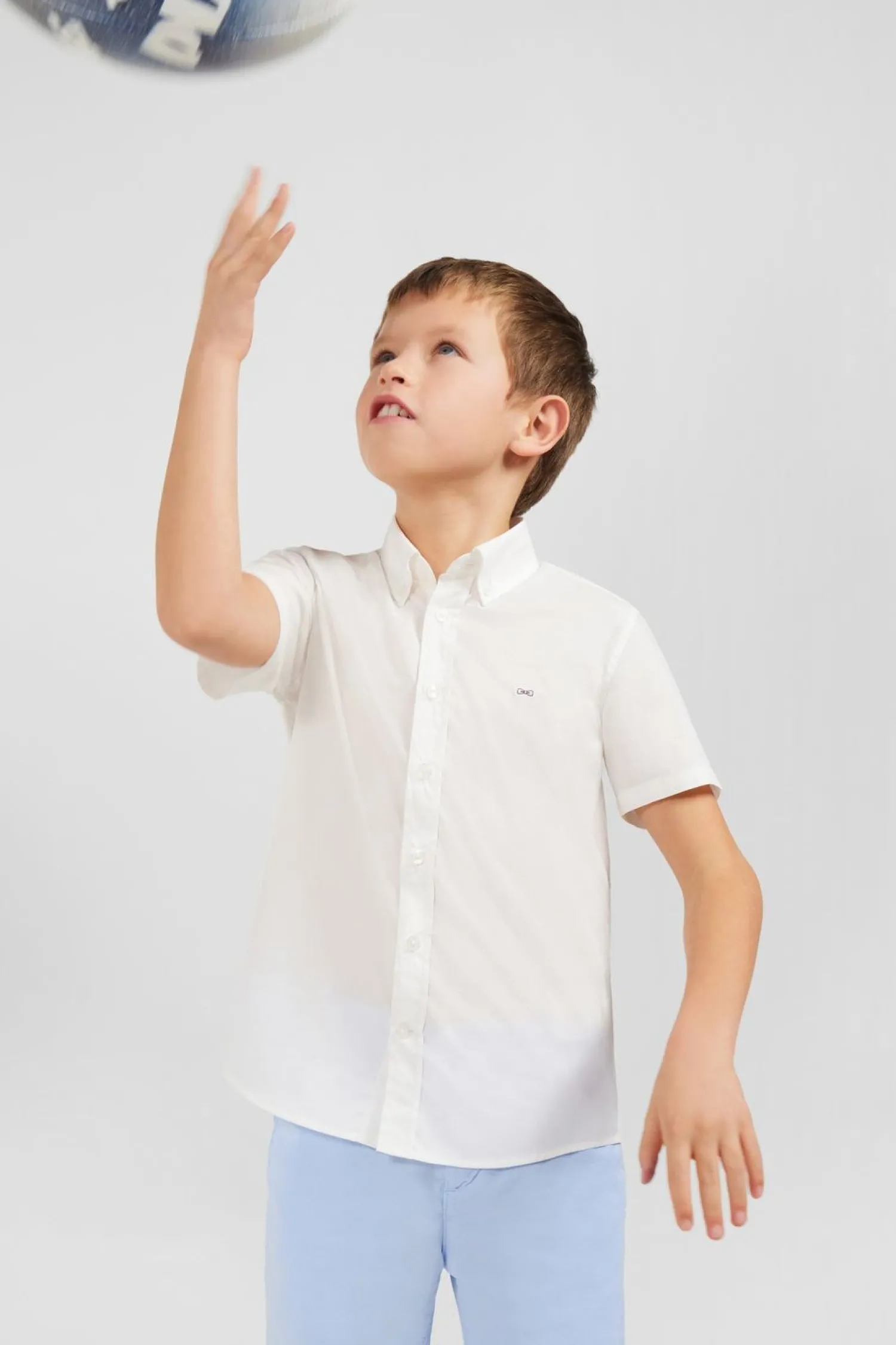 Sale Chemise Manches Courtes En Coton Blanc Enfant Enfant