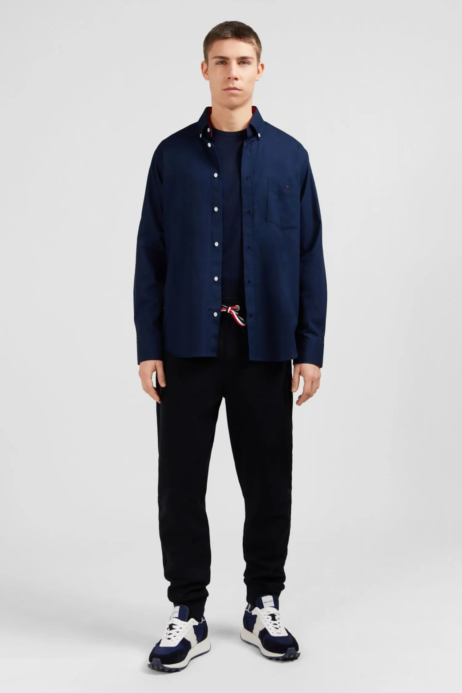 Clearance Cheie arine En Coton A Detai Tricoore Coupe Caique Homme Chemises