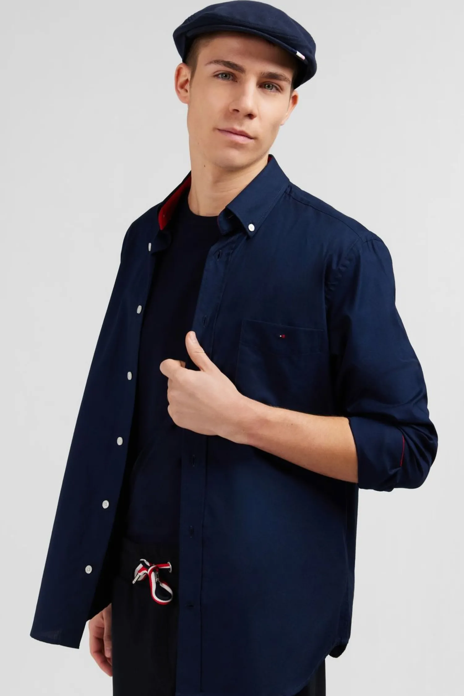 Clearance Cheie arine En Coton A Detai Tricoore Coupe Caique Homme Chemises