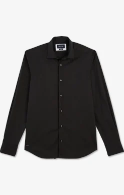 Clearance Cheie Noir i En Popeine tretch Homme Chemises