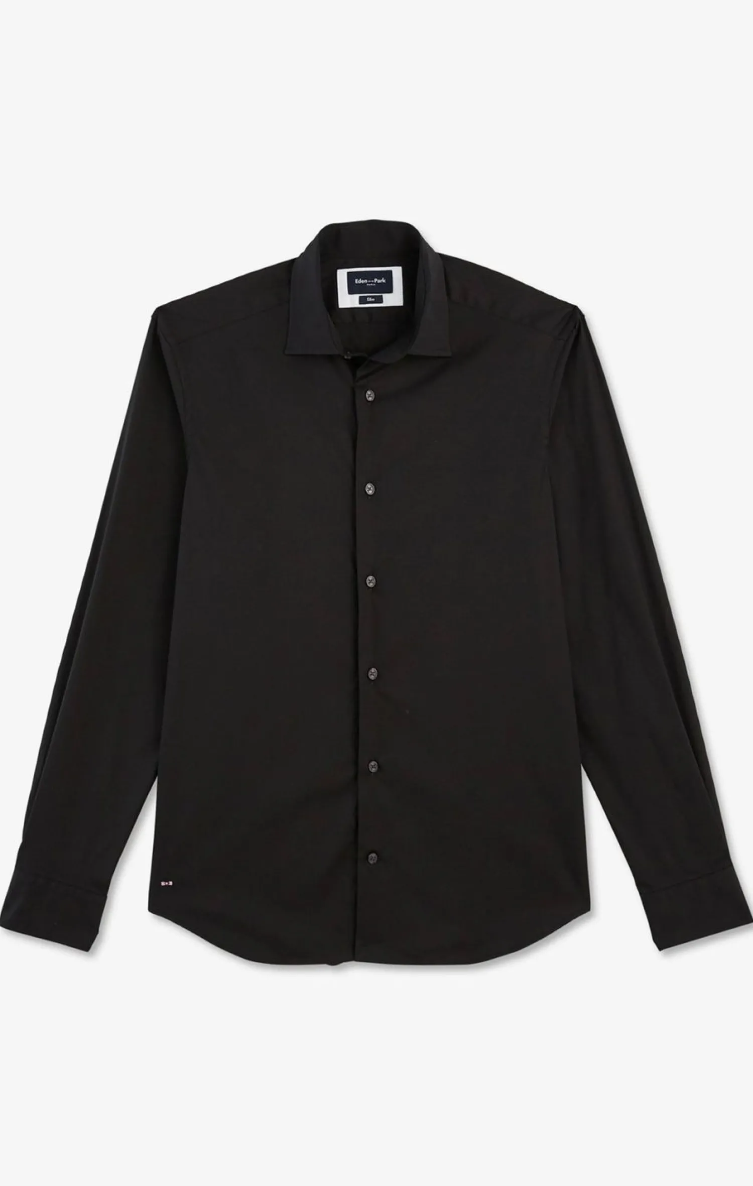 Clearance Cheie Noir i En Popeine tretch Homme Chemises
