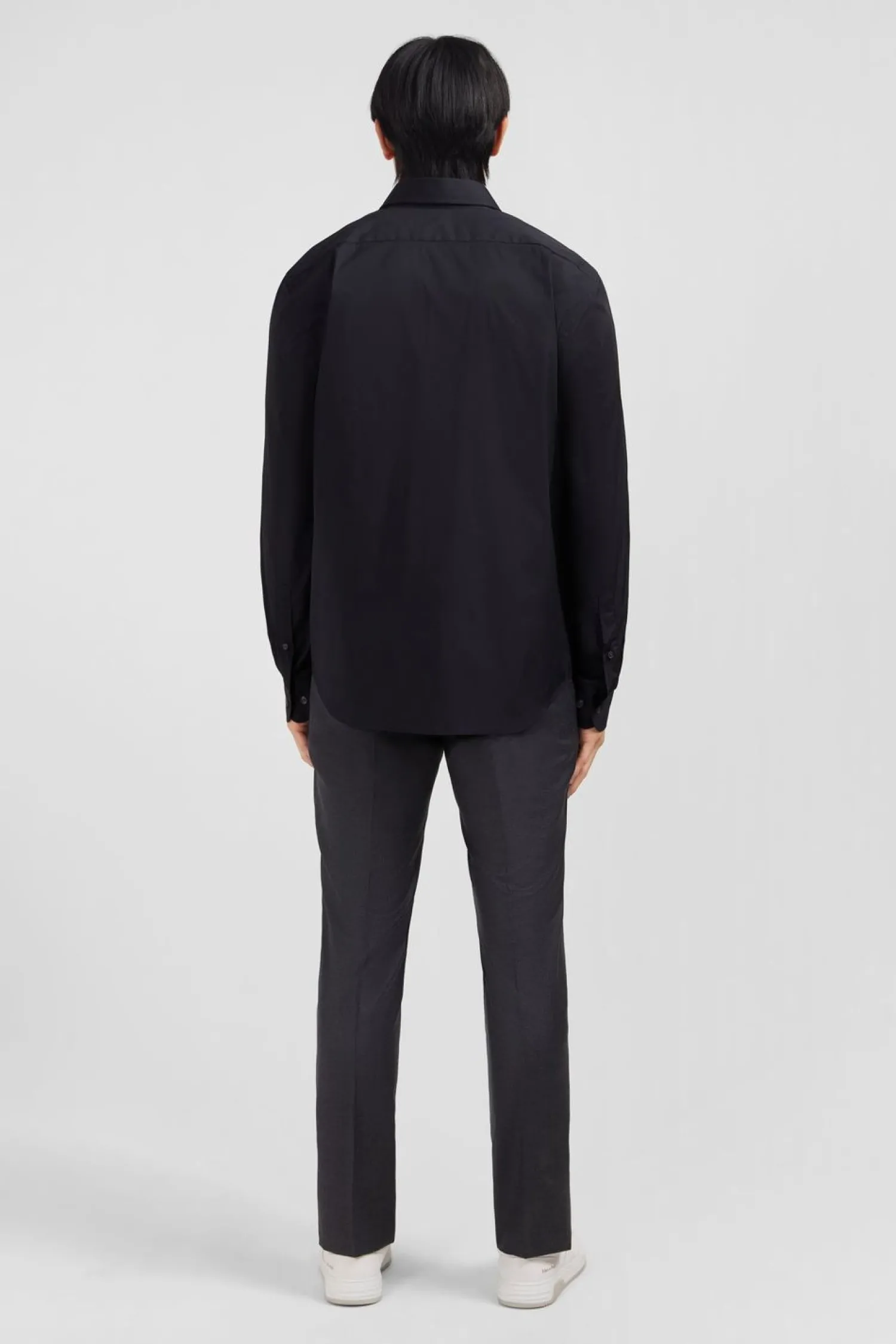 Clearance Cheie Noir i En Popeine tretch Homme Chemises