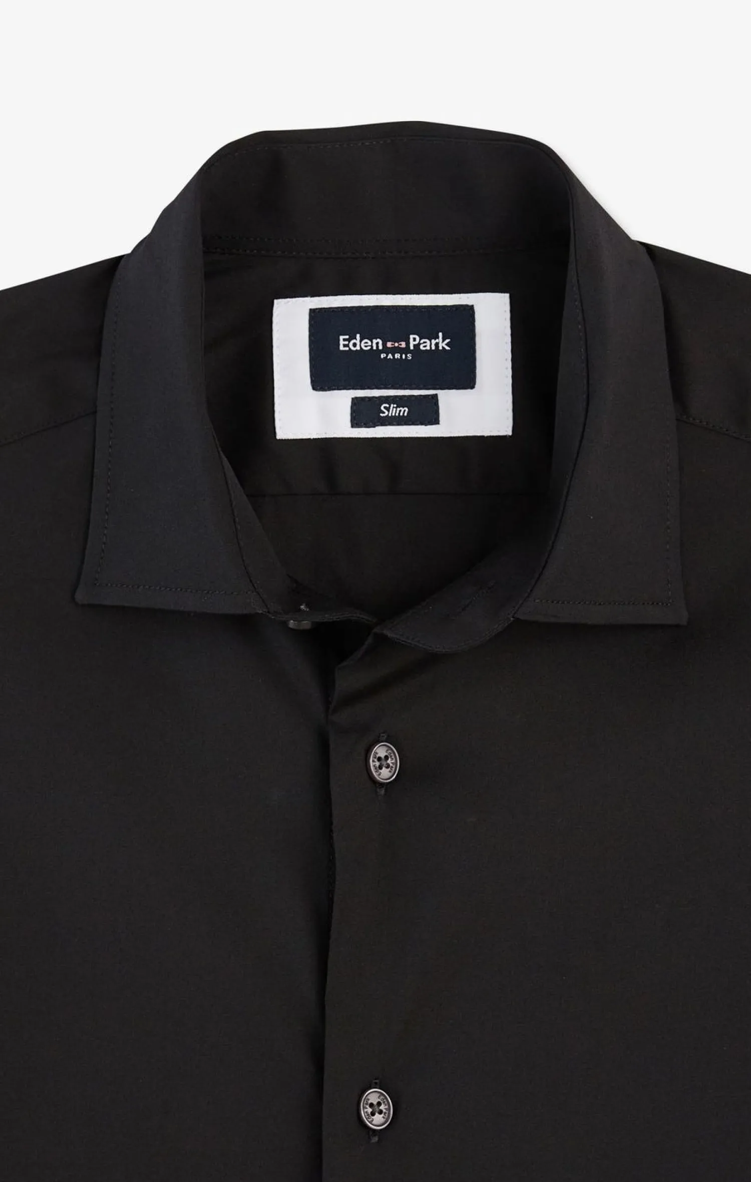 Clearance Cheie Noir i En Popeine tretch Homme Chemises