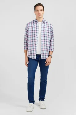 Clearance Cheie Roe A Carreaux Homme Chemises