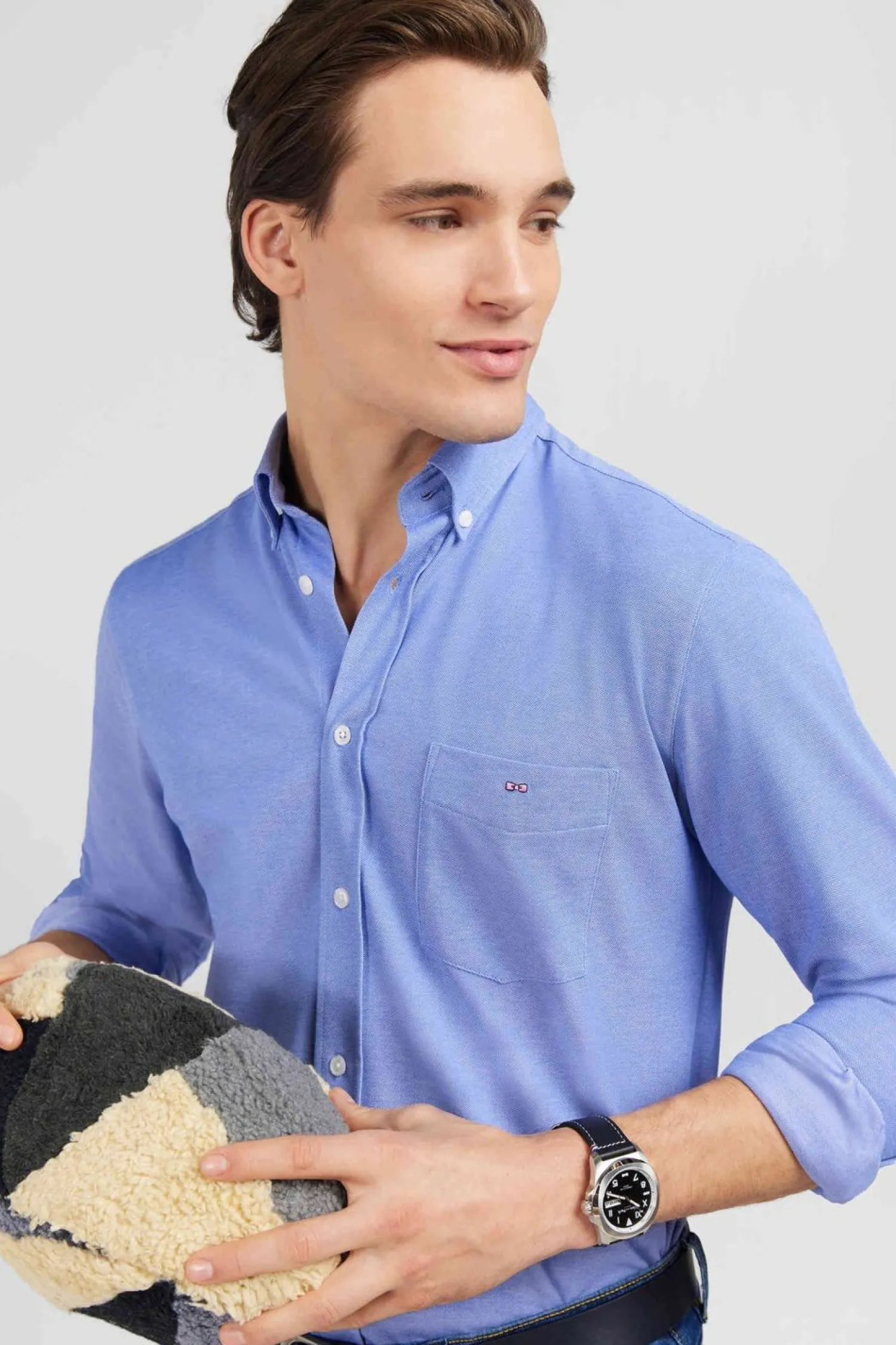 Clearance Cheie i En Coton Pinpoint Beu Homme Chemises